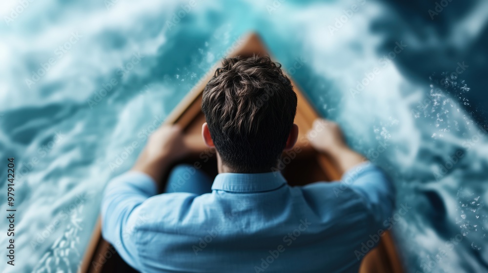 Fototapeta premium Leader Steering Business Through Turbulent Waters During Crisis