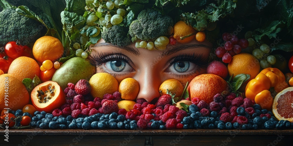 A charming city where animated fruits and veggies with eyes turn everyday urban life into a colorful experience A charming city where animated fruits and veggies with eyes turn everyday urban life into a colorful experience