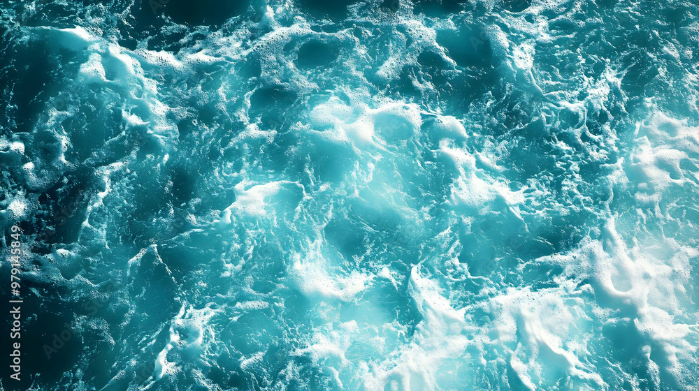 Fototapeta premium A Close-Up View of Ocean Water with White Foam and Bubbles, Creating a Textured and Abstract Background
