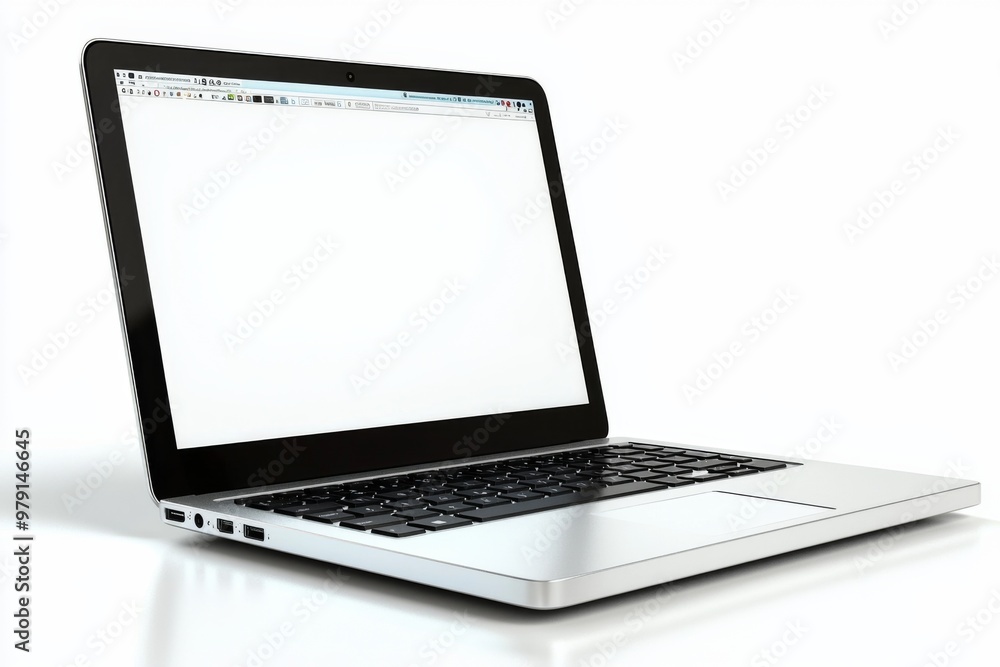 Laptop Mockup on Isolated white background created with Generative AI Laptop Mockup on Isolated white background created with Generative AI