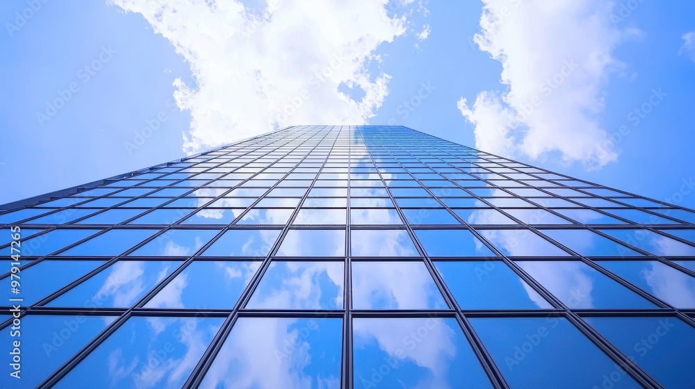 Blue Sky Reflected in Modern Building Windows Blue Sky Reflected in Modern Building Windows