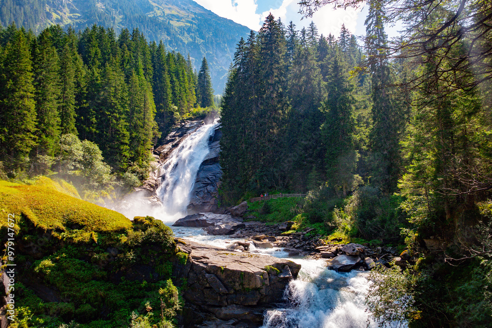 Krimml, Salzburg, Austria - August 31, 2024: Partial view of the Krimml Waterfalls in the Hohe Tauern National Park Krimml, Salzburg, Austria - August 31, 2024: Partial view of the Krimml Waterfalls in the Hohe Tauern National Park