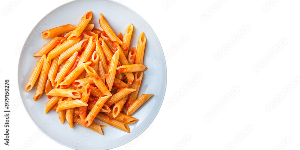 Plate of Penne Pasta with Tomato Sauce on Transparent Background Plate of Penne Pasta with Tomato Sauce on Transparent Background