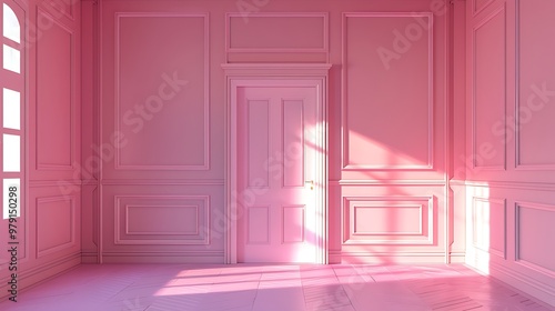 Obraz na płótnie Pink empty room with door and walls w salonie