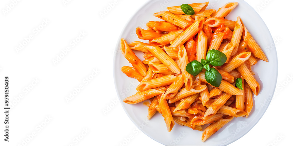 Plate of Penne Pasta with Tomato Sauce on Transparent Background Plate of Penne Pasta with Tomato Sauce on Transparent Background