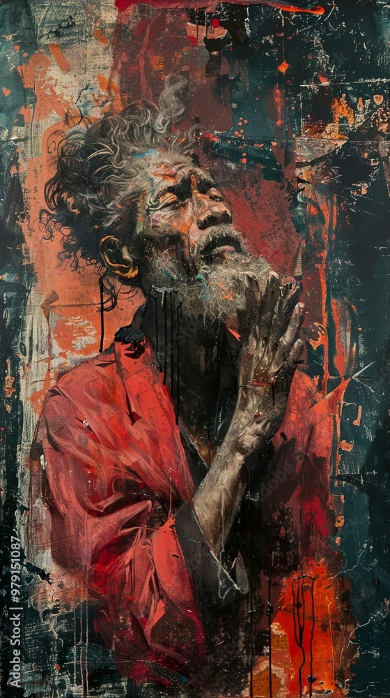 Abstract Portrait of an Old Man in Prayer Abstract Portrait of an Old Man in Prayer