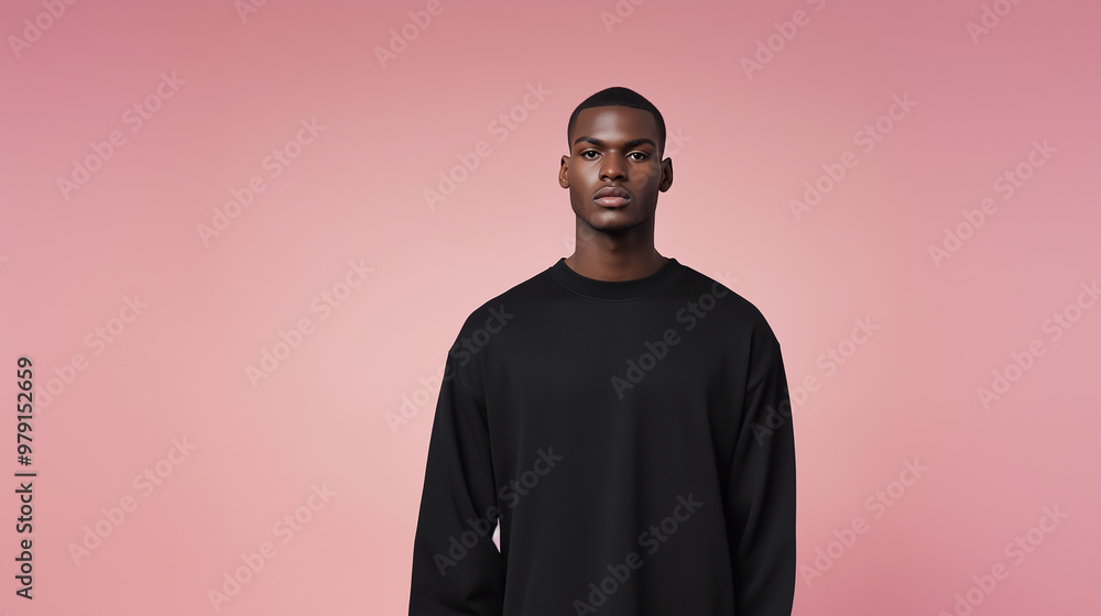 Black man wearing white shirt mockup standing against pink background Black man wearing white shirt mockup standing against pink background