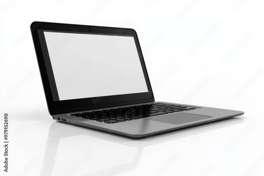 Laptop Mockup on Isolated white background created with Generative AI Laptop Mockup on Isolated white background created with Generative AI