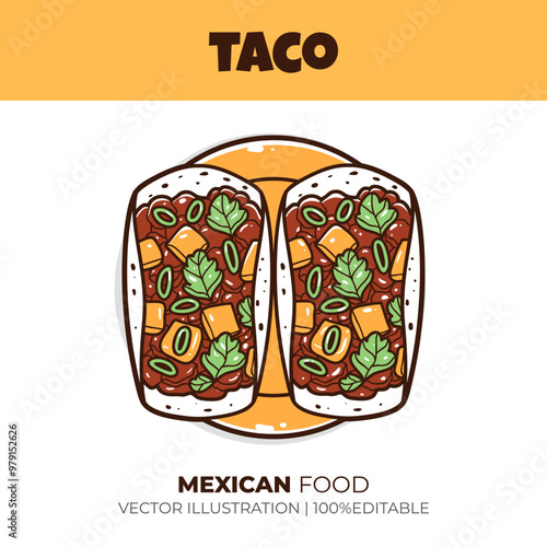Mexican food taco vector illustration