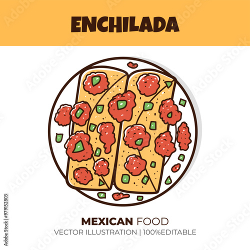 Mexican food enchilada vector illustration