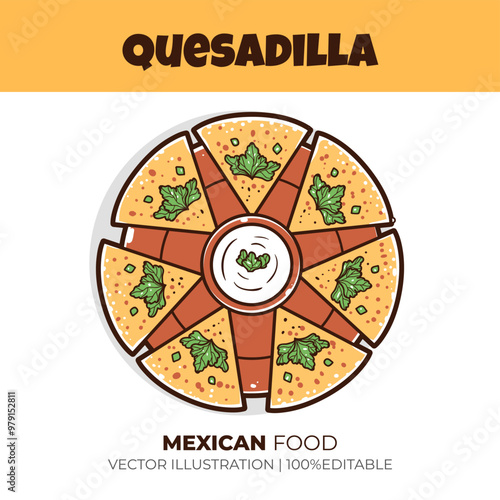 Mexican food quesadilla vector illustration