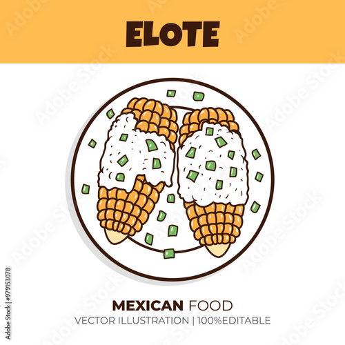 Mexican food elote vector illustration