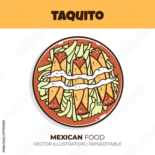 Mexican food taquito vector illustration