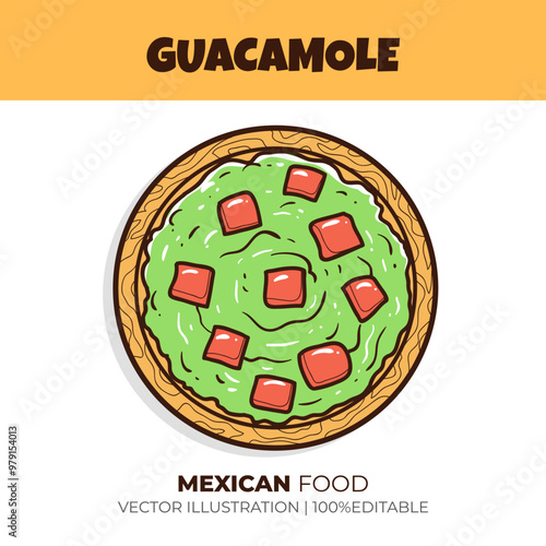Mexican food guacamole vector illustration