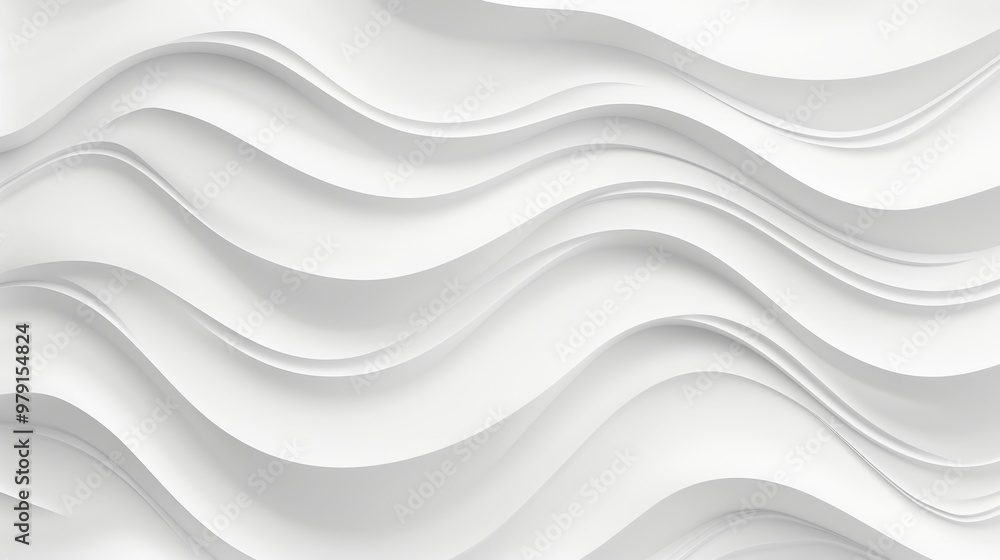 Obraz premium Abstract Background, Smooth White Waves, 3D Render, Minimalist Geometric Design, Modern Architecture