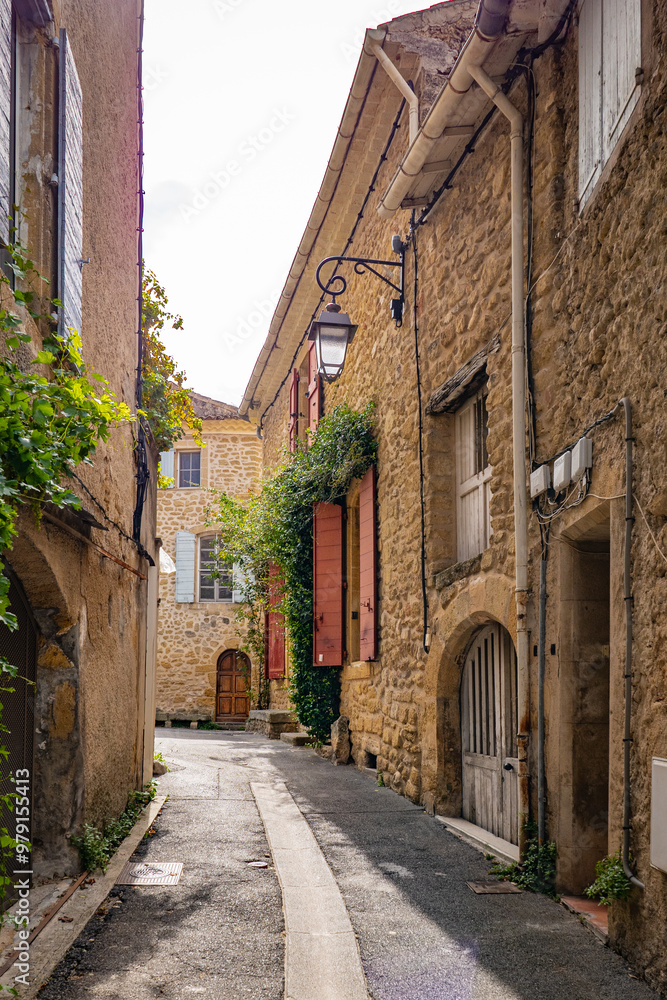 Lourmarin, Vaucluse, France - September 7, 2024: Narrow streets in the medieval village Lourmarin, Vaucluse, France - September 7, 2024: Narrow streets in the medieval village