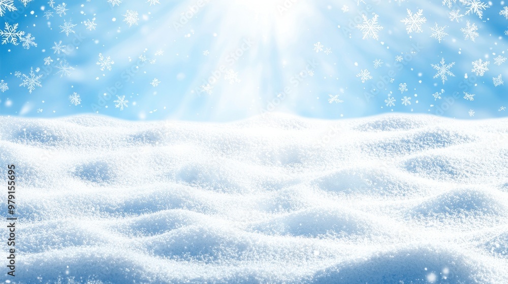 Winter Snow Background with Falling Snowflakes and Sunlight Winter Snow Background with Falling Snowflakes and Sunlight