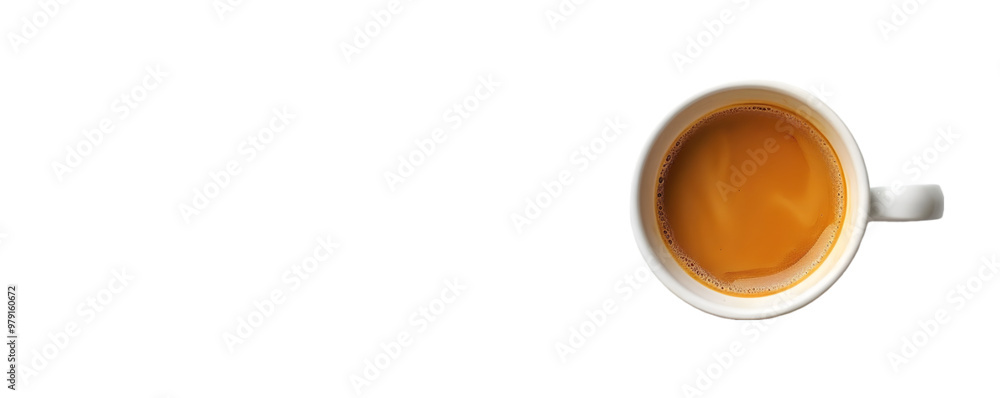 Top View of Espresso in White Cup on Transparent Background Top View of Espresso in White Cup on Transparent Background