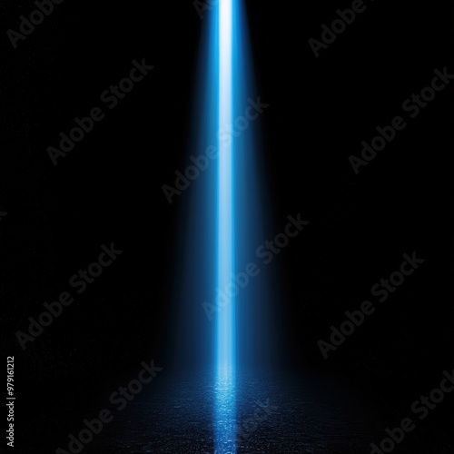 Blue light beam in dark