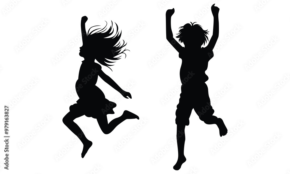 Fototapeta premium Premium little Kids Silhouette Vectors