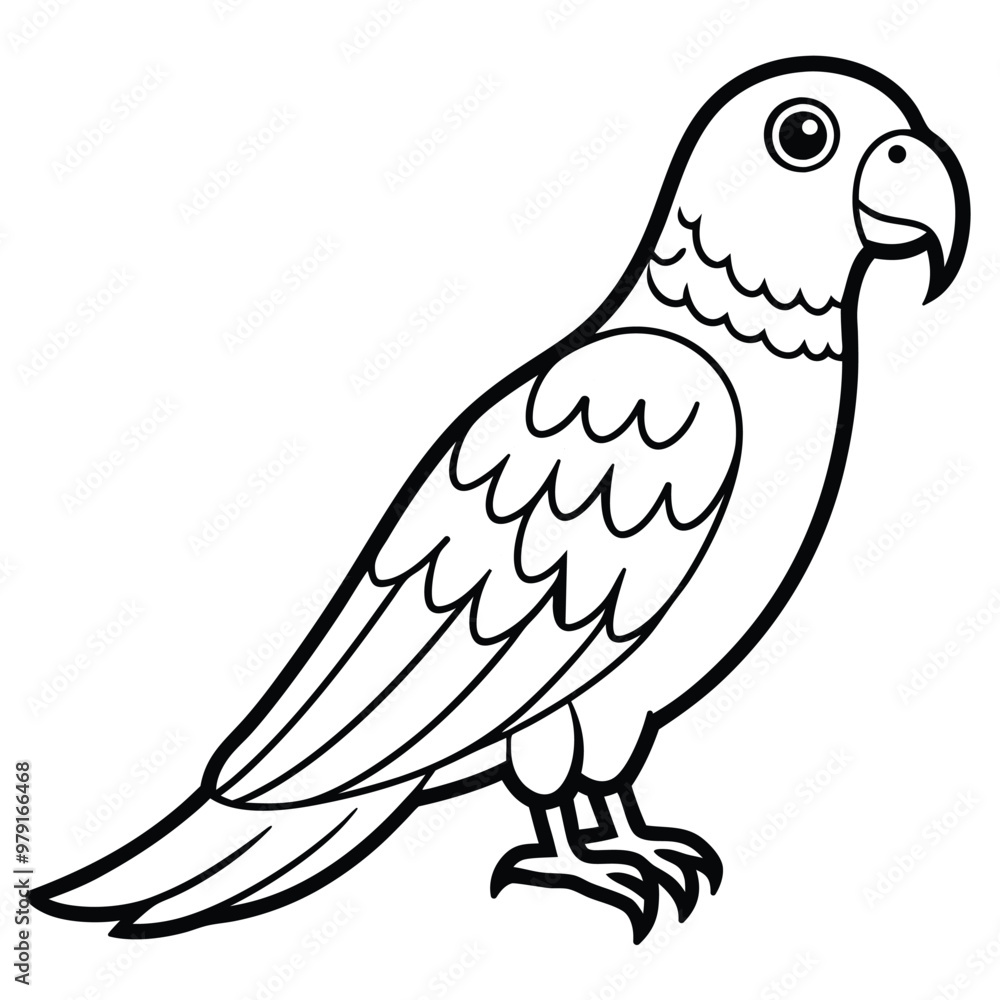 Obraz premium Elegant Line Art of a Majestic Parrot for Creative Designs