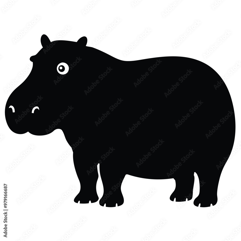 Obraz premium Elegant Hippo Silhouette Vector Design for Creative Projects