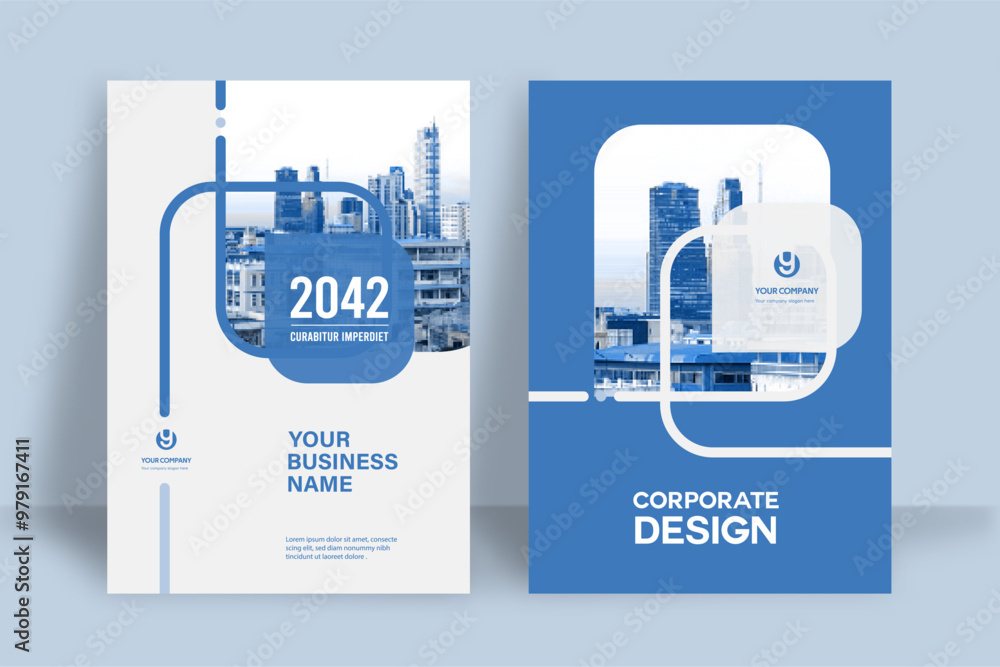 Fototapeta premium City Background Business Book Cover Design Template