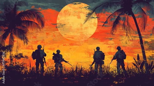 Vietnam War Veterans Day background vector illustration .generative ai