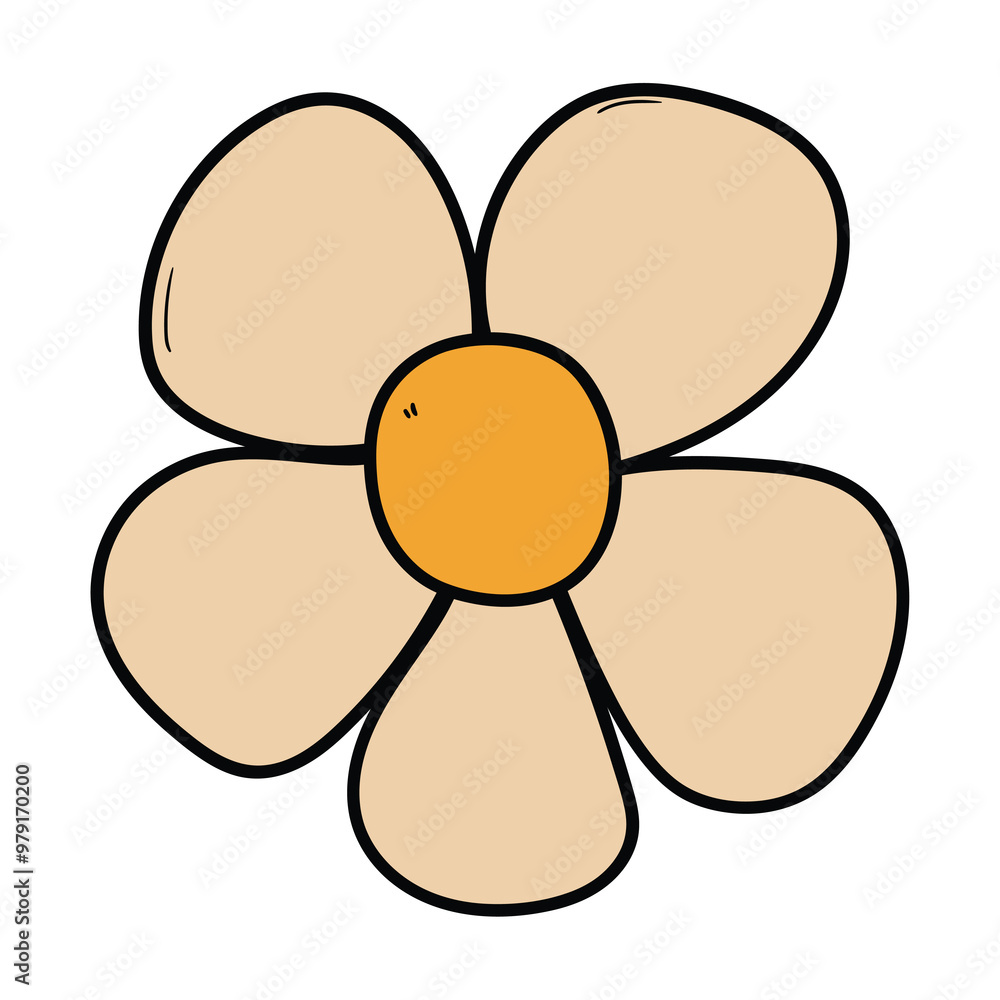 Hand drawn cartoon cute flower on white background. Hand drawn cartoon cute flower on white background.