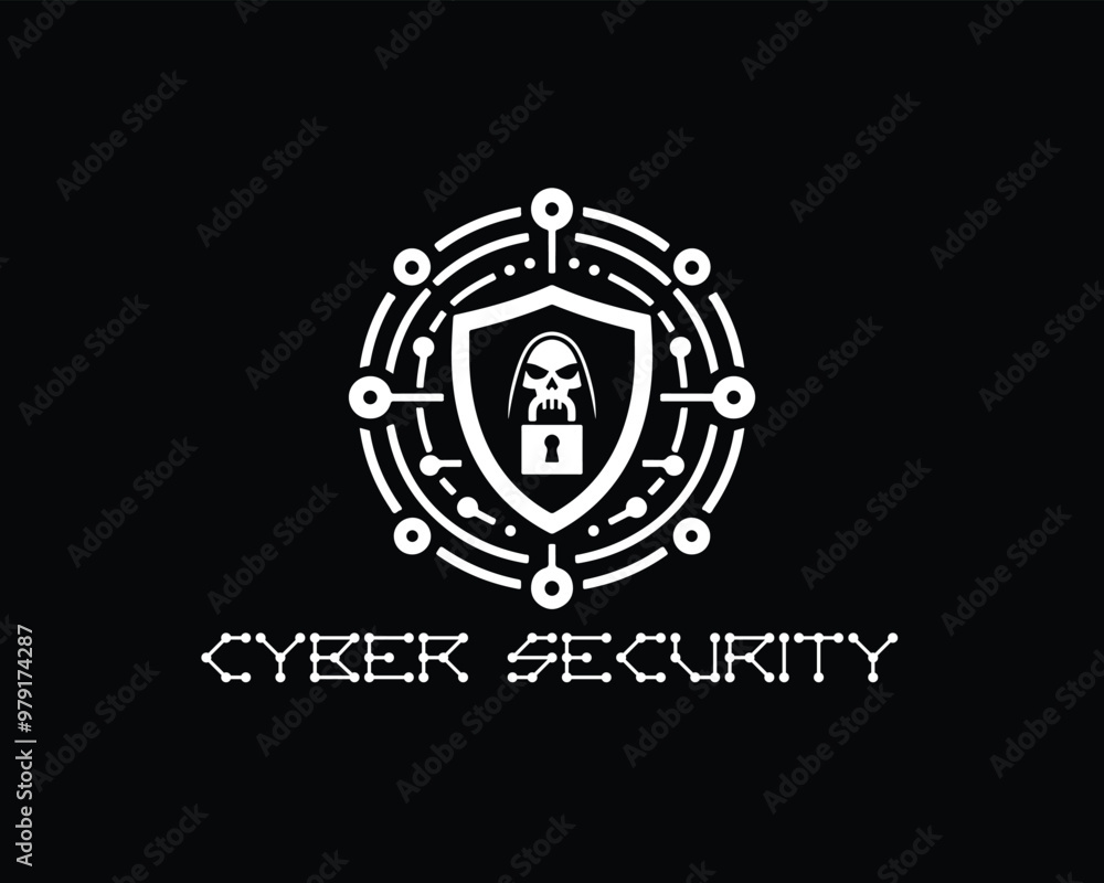 Fototapeta premium Cyber security logo icon symbol vector illustration. Modern cyber security logo