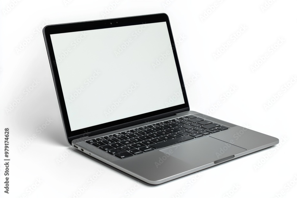 Laptop Mockup on Isolated white background created with Generative AI Laptop Mockup on Isolated white background created with Generative AI