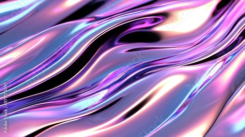 Abstract Purple and Blue Liquid Swirls with Holographic Effect