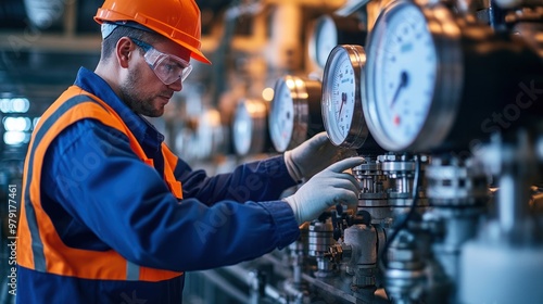 A technician inspecting the pressure and temperature control systems at an underground gas storage site to maintain optimal storage conditions photo