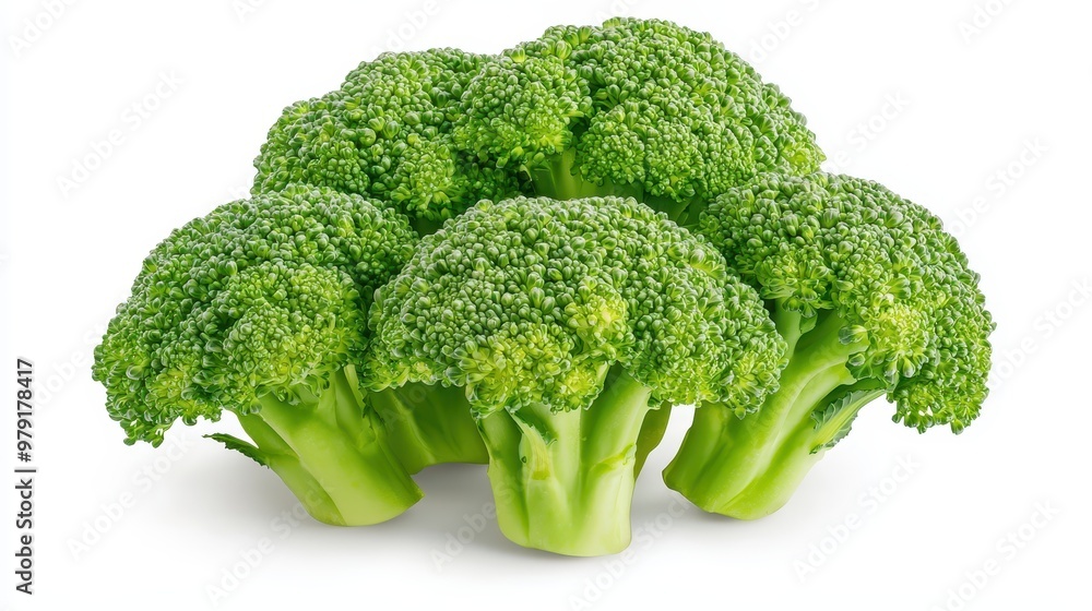 Fresh Green Broccoli Florets Isolated on White Background Fresh Green Broccoli Florets Isolated on White Background
