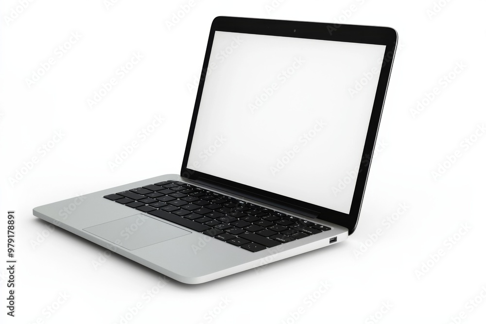Laptop Mockup on Isolated white background created with Generative AI Laptop Mockup on Isolated white background created with Generative AI