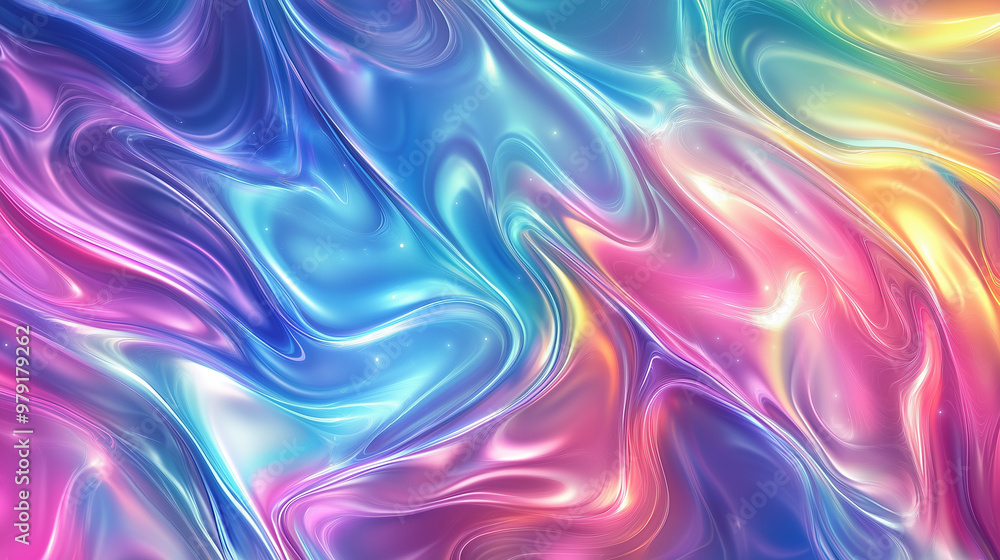 Obraz premium Vibrant Iridescent Fluid Swirls 
