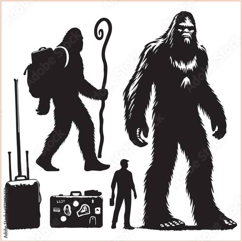 Bigfoot Yeti  silhouette vector design