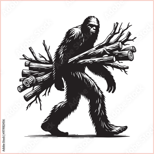 Bigfoot Yeti  silhouette vector design