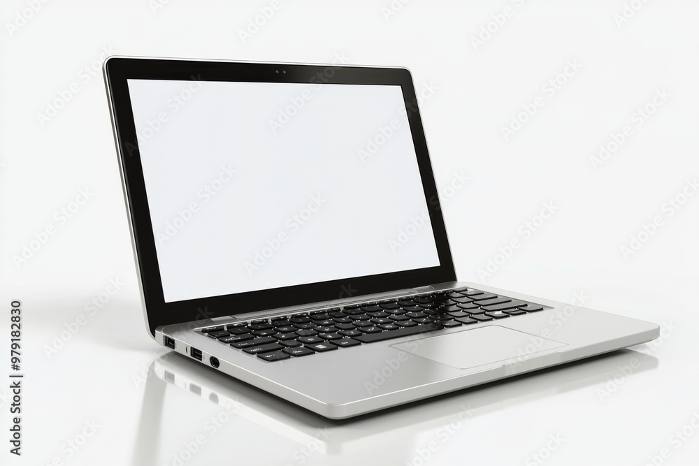 Laptop Mockup on Isolated white background created with Generative AI Laptop Mockup on Isolated white background created with Generative AI