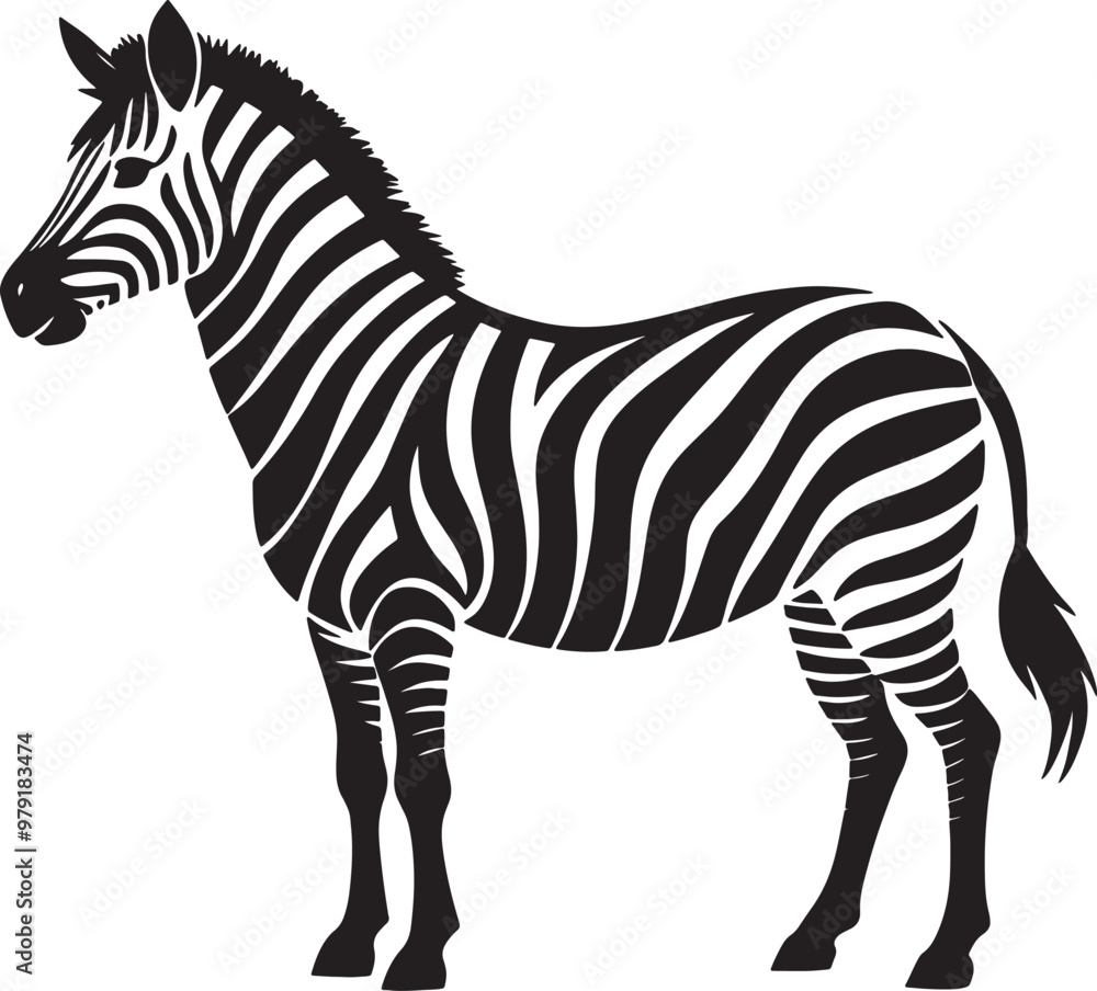 Fototapeta premium Zebra Vector Illustration, Black and White Zebra Art, Wildlife Animal Drawing, Hand-Drawn Zebra Design, Vector Art for Print