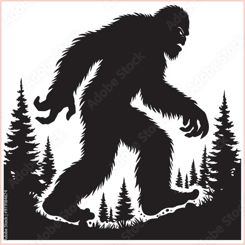 Bigfoot Yeti  silhouette vector design