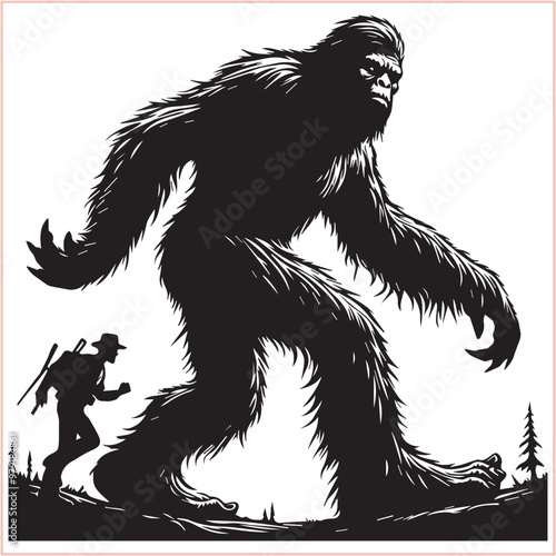 Bigfoot Yeti  silhouette vector design