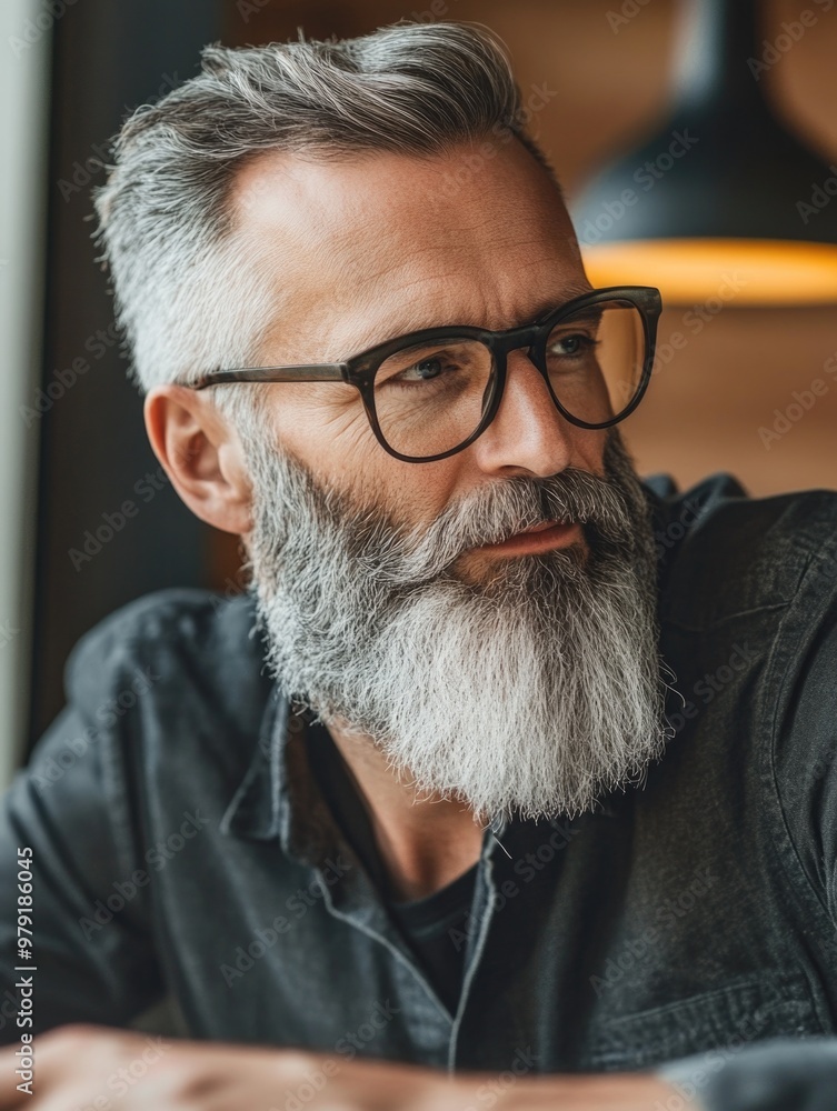 Stylish Urban Portrait of a Man with Facial Hair and Glasses Stylish Urban Portrait of a Man with Facial Hair and Glasses