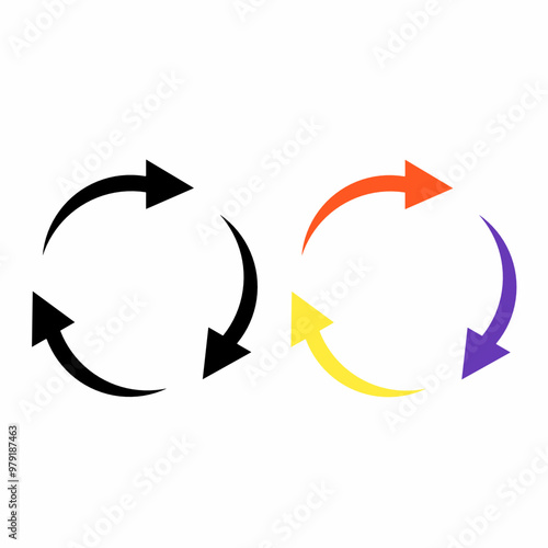Circulation symbols describe flow or movement in a system. Circular arrows or a series of interconnected arrows depict the ongoing circulation process, whether of material, information or energy. 