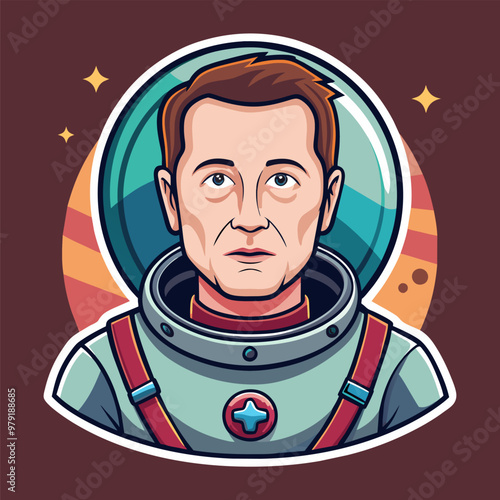 Cute Cartoon Style Elon Musk Sticker 