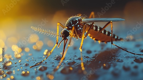 Wallpaper Mural A close-up of a mosquito with a warm golden background. Torontodigital.ca