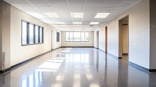 A clean, modern office space ready for a renovation, with empty walls awaiting a fresh coat of paint and new interior