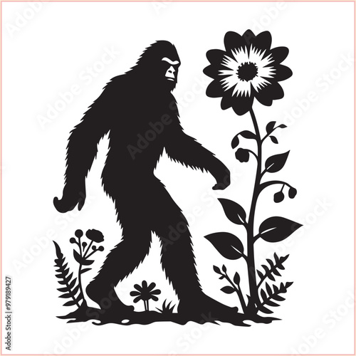 Bigfoot vector concept Bigfoot silhouette on a white background.