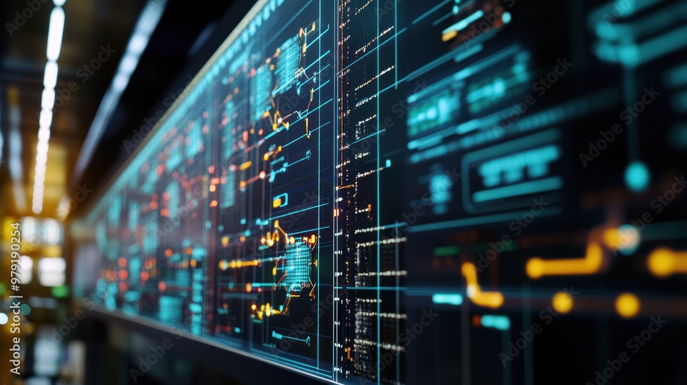 A close-up of a pipeline network control room, with digital monitors tracking natural gas flow and distribution, ensuring efficient energy logistics A close-up of a pipeline network control room, with digital monitors tracking natural gas flow and distribution, ensuring efficient energy logistics