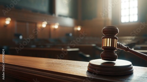 Gavel resting on law books photo